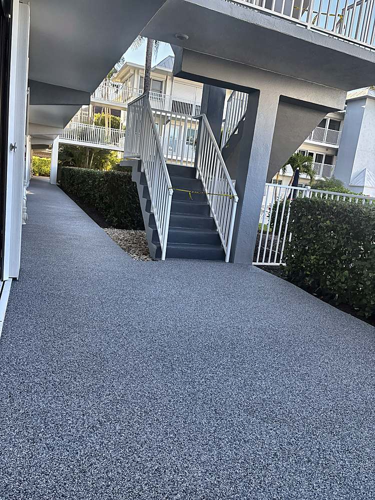 Same walkway finished in a gray Vuba Stone blend
